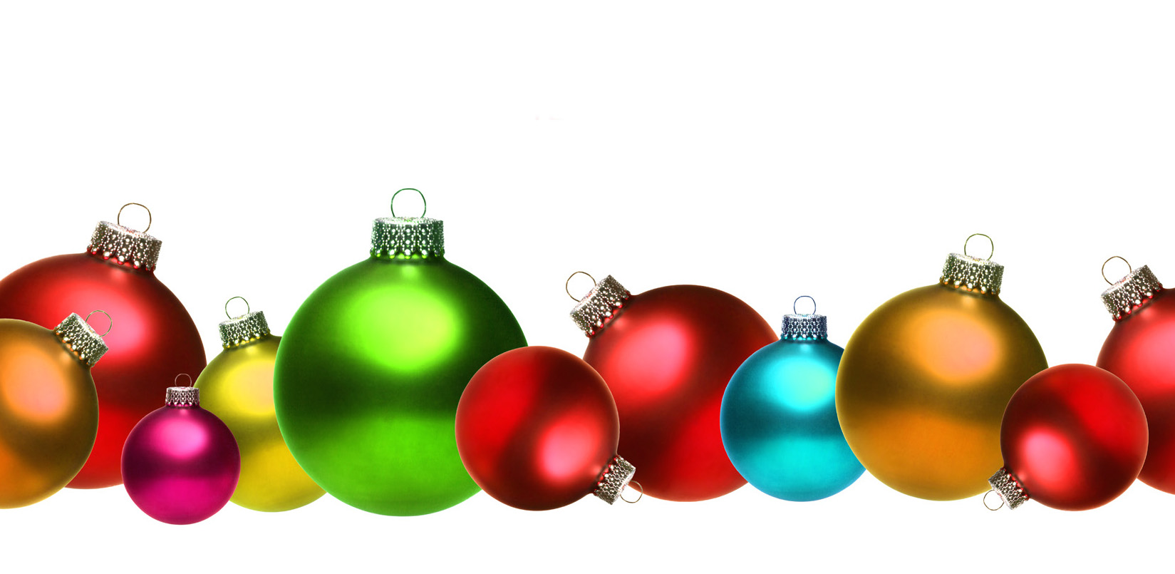 Colored christmas glass balls isolated on white